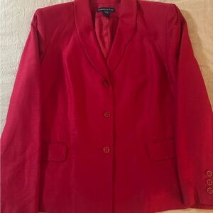 Women's Preston & York Size 18 Red Linen Blend Blazer with Scalloped Detailing